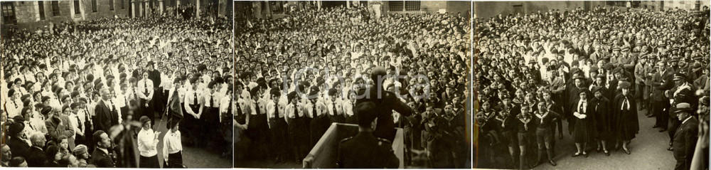 Fotografia d epoca originale 1936 MILANO Piazza SAN SEPOLCRO Adunata studenti Annuale intervento FOTO TRIPLA 1
