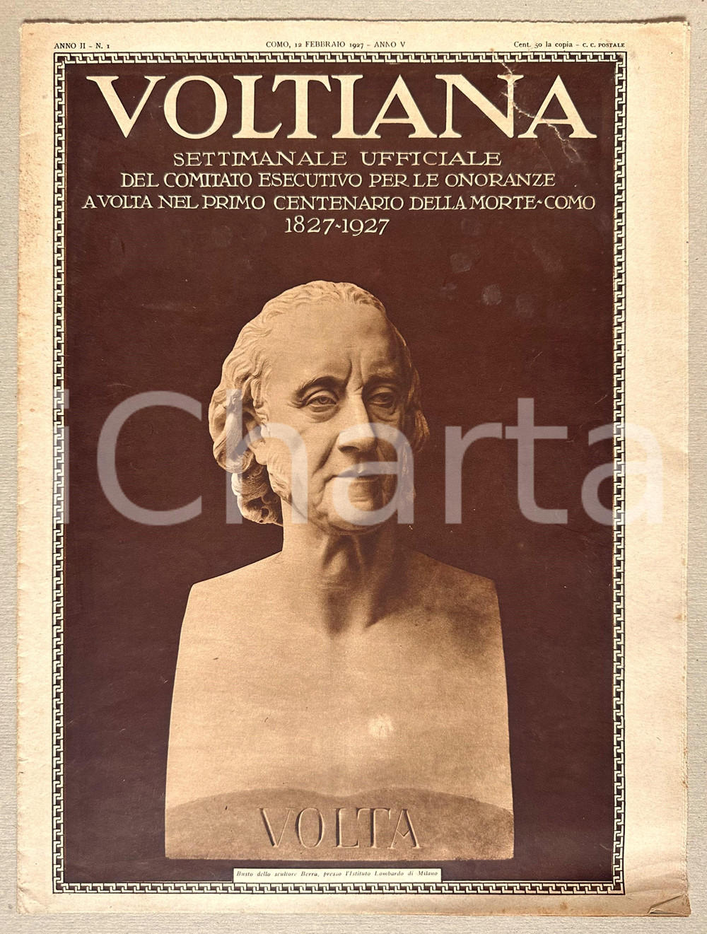 Giornale, rivista storica 1927 COMO Rivista VOLTIANA Presentazione comitato d onore Anno II n° 1 1