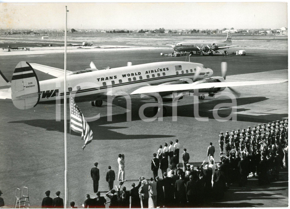 1958 ROMA Morte card. Samuel Alphonsius STRITCH - Partenza salma su aereo TWA