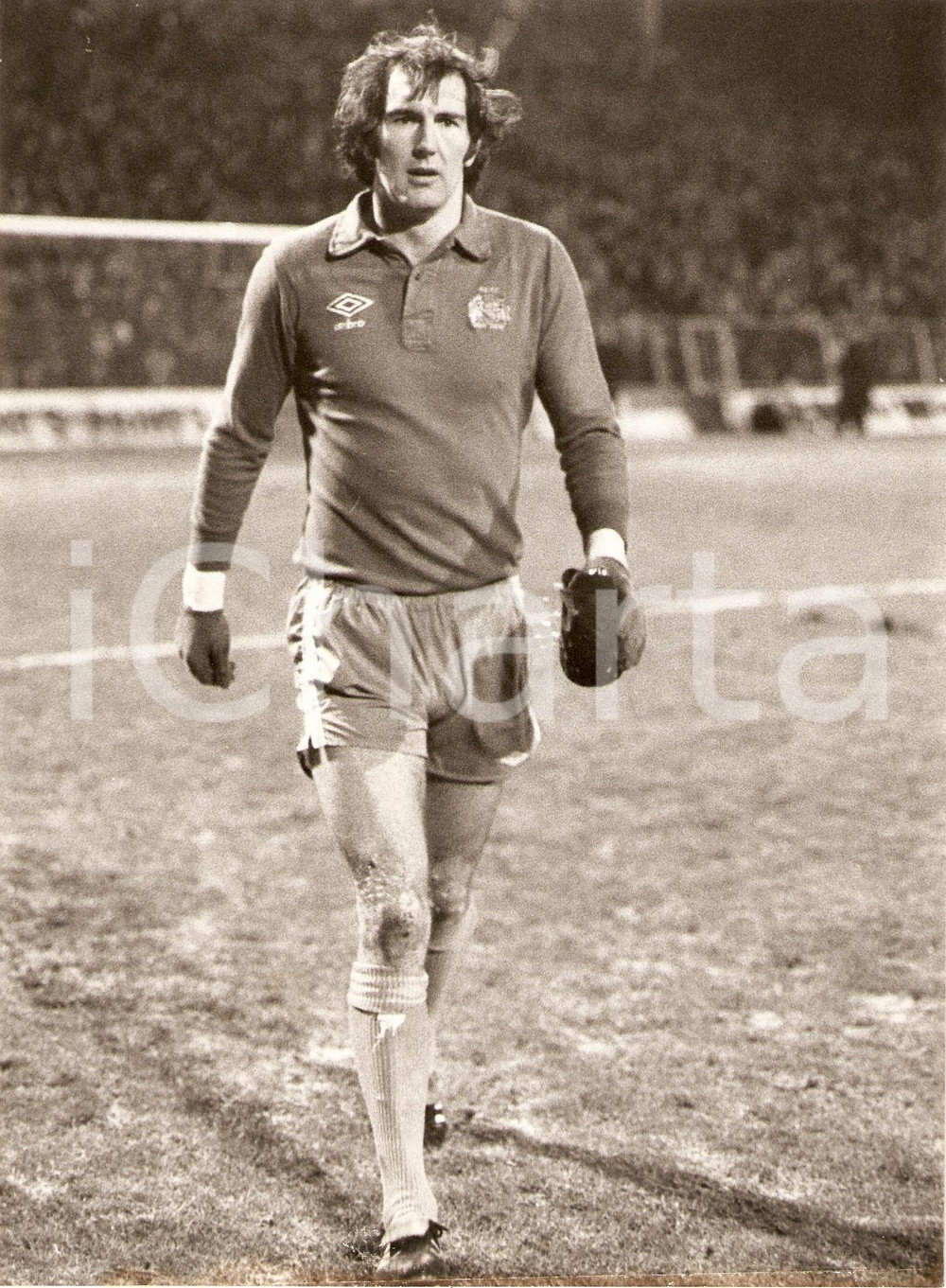 Fotografia d epoca originale 1980 ca INGHILTERRA Calcio Joe CORRIGAN fine partita Ritratto Fotografia 1