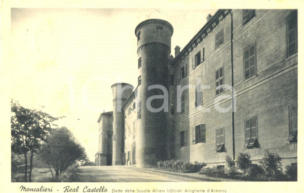 Cartolina originale da collezione 1948 MONCALIERI (TO) REAL CASTELLO - Scuola Ufficiali d'Artiglieria *FP VG 1