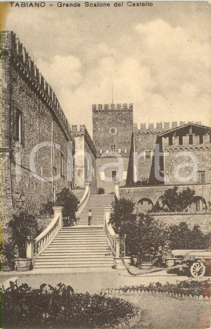 Cartolina originale da collezione 1930 ca TABIANO TERME PR Scalone del castello Cartolina ANIMATA FP VG 1