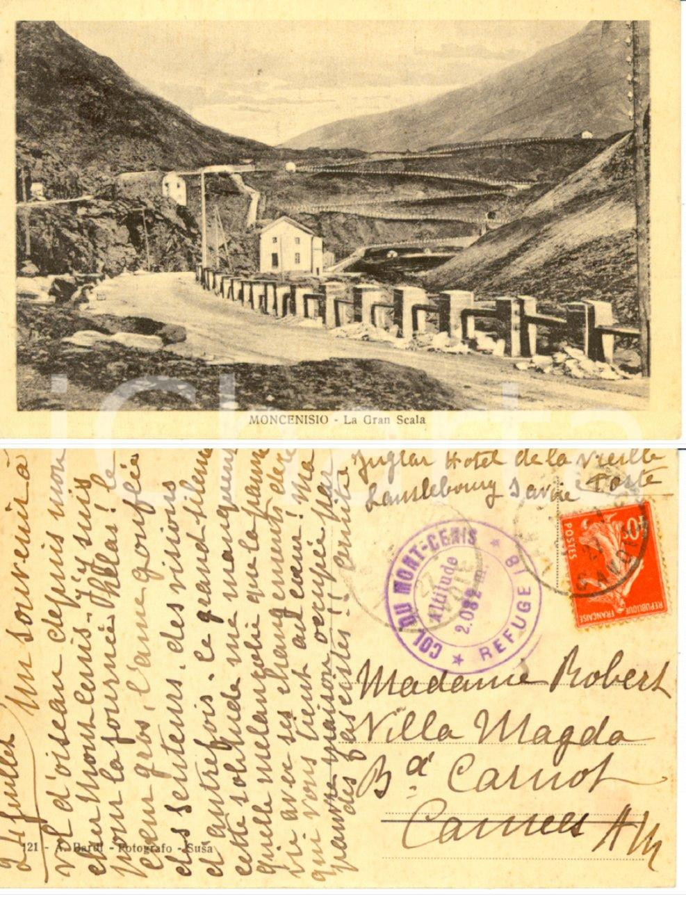 Cartolina originale da collezione 1927 MONCENISIO TO Grande Scala Cartolina a Victor ROBERT Villa MAGDA CANNES 1