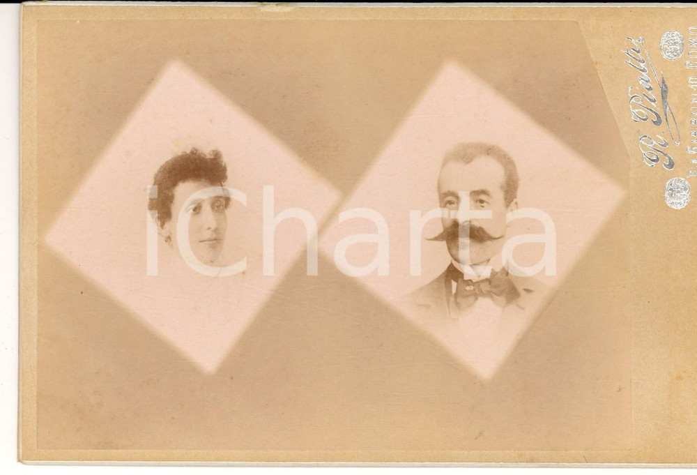 Fotografia d epoca originale 1900 ca COMO Ritratto di due sposi Fotografia Riccardo PIATTI 1