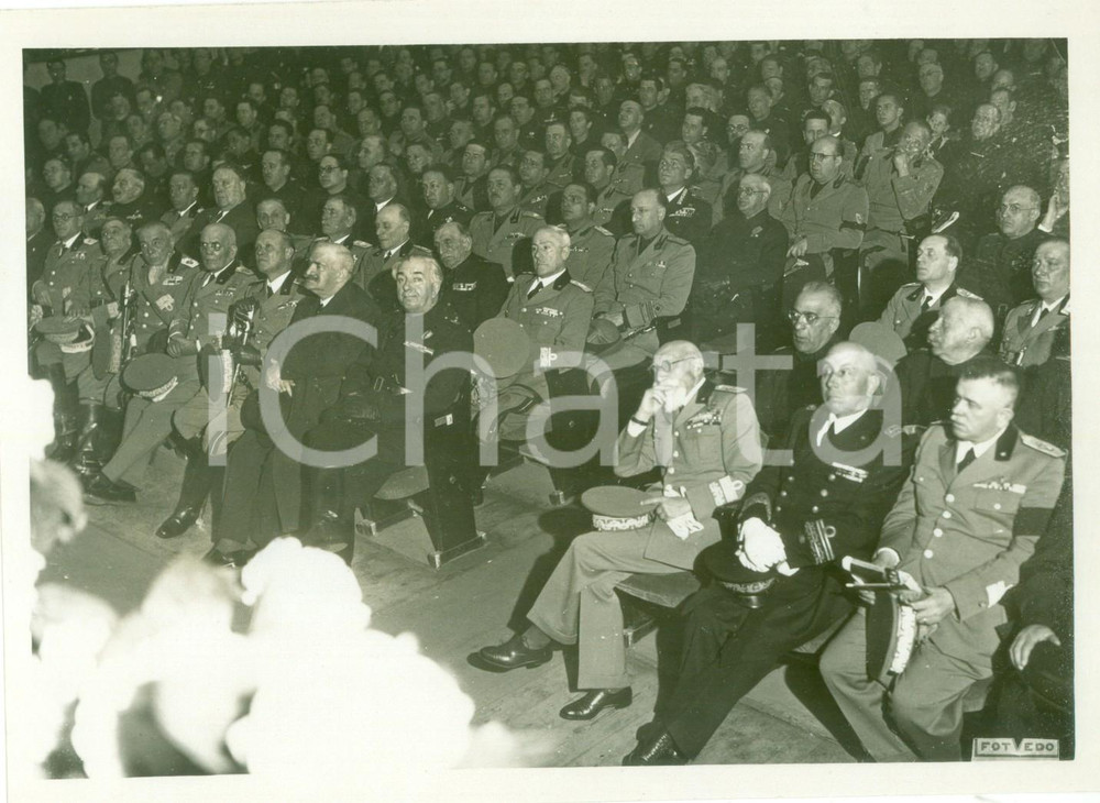 Fotografia d epoca originale 1938 ROMA TEATRO ADRIANO Emilio DE BONO Costanzo CIANO alla Giornata Coloniale 1