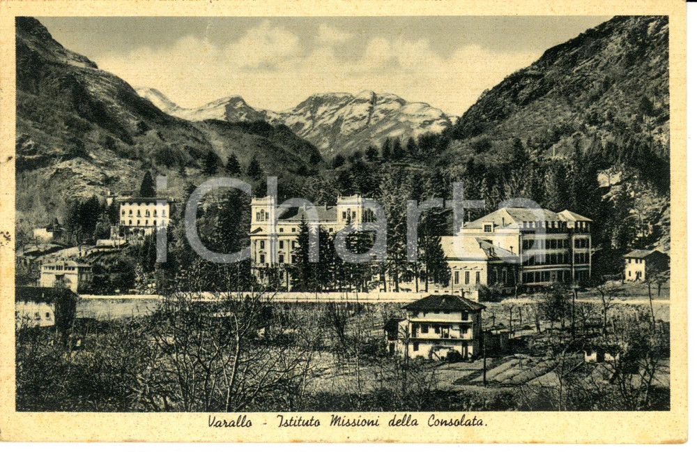 Cartolina originale da collezione 1939 VARALLO VC Panorama e ISTITUTO MISSIONI della CONSOLATA Cartolina FP VG 1