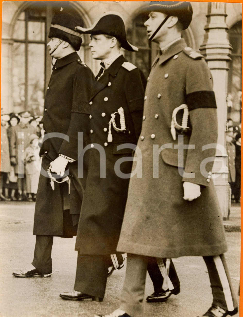 Fotografia d epoca originale 1936 LONDON Henry di GLOUCESTER e Alberto WINDSOR duca YORK a funerali GIORGIO V 1