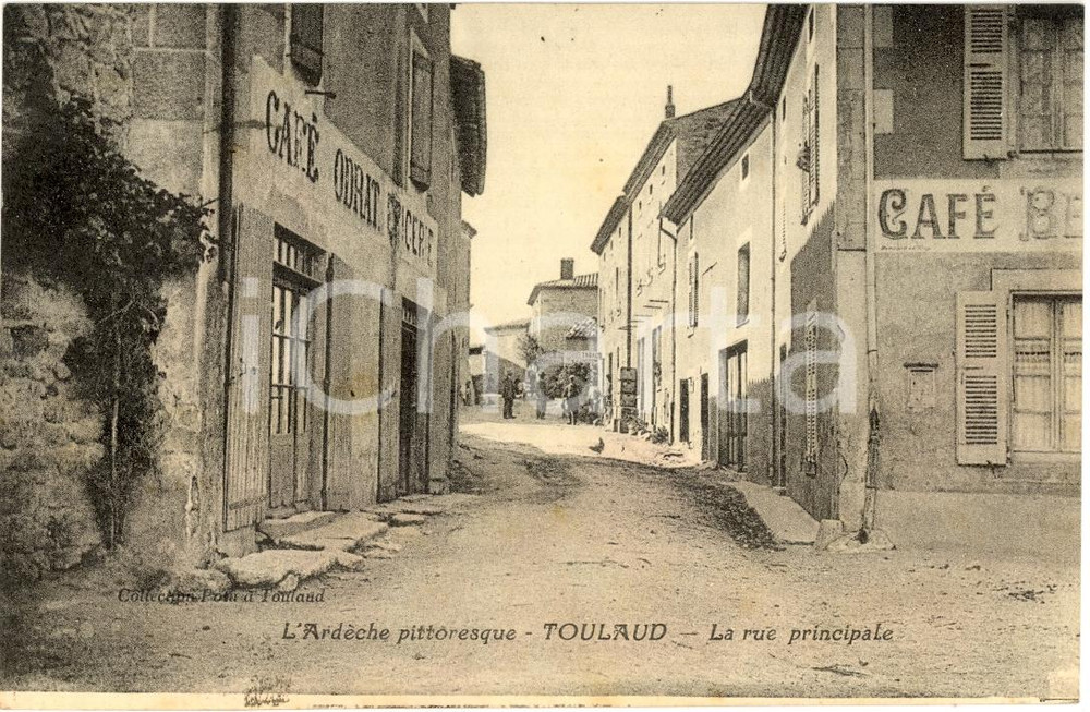 Cartolina originale da collezione 1920 TOULAUD (F) La rue principale ARDECHE pittoresque 1