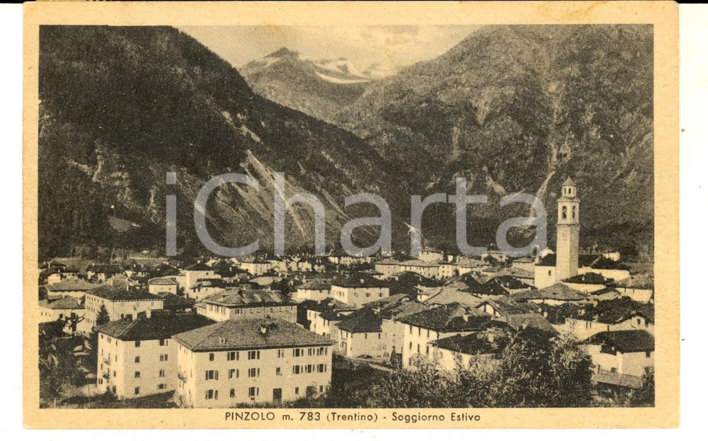 Cartolina originale da collezione 1942 PINZOLO TN Veduta del paese Cartolina postale FP VG 1