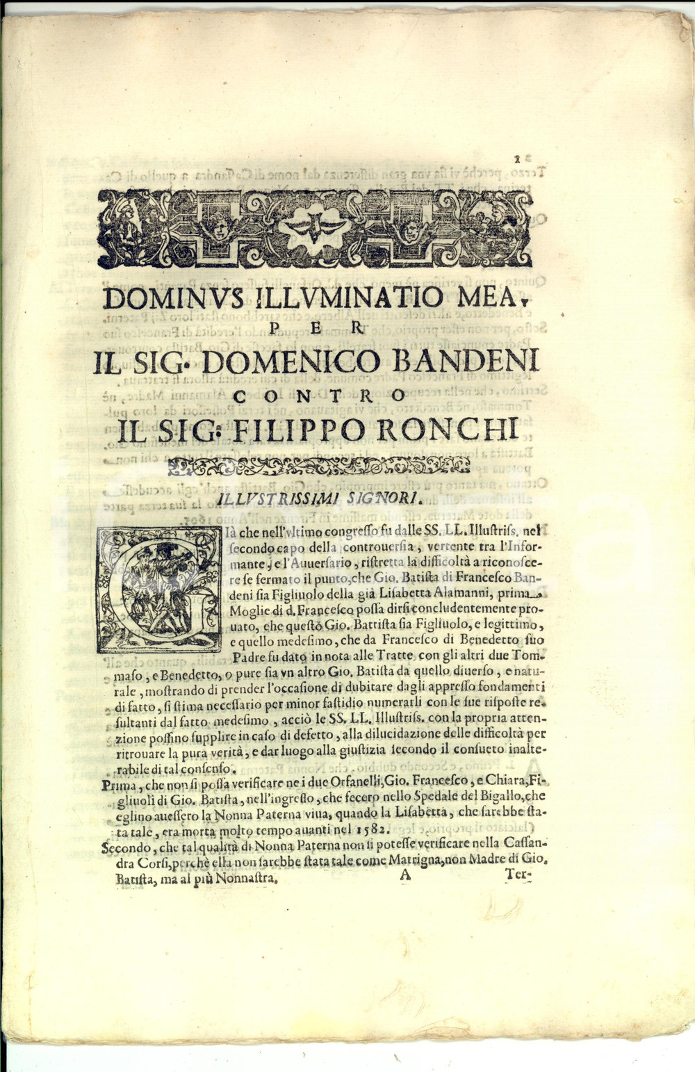 Documento originale, autentico 1684 FIRENZE Giovanni Battista BANDENI orfano recupera eredità di famiglia 1