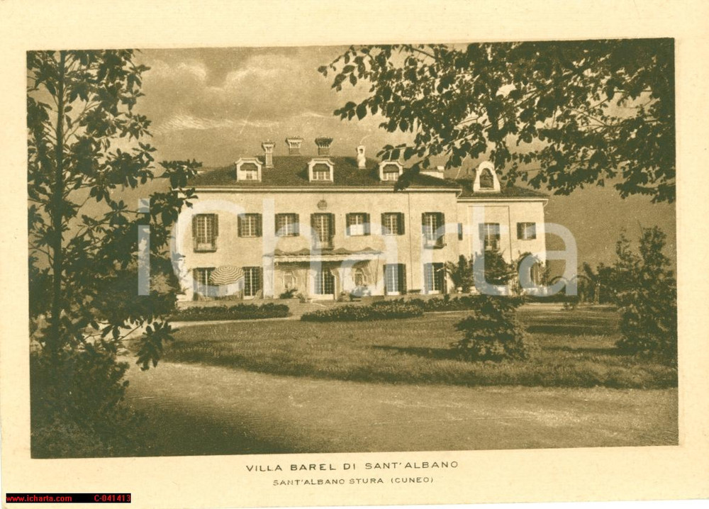 Cartolina originale da collezione 1944 SANT ALBANO STURA CN Villa dei Conti BAREL FG VG 1