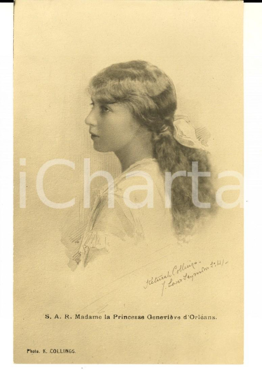 Cartolina originale da collezione 1920 S.A.R. Portrait princesse GeneviÃ¨ve d'ORLEANS *Carte postale 1