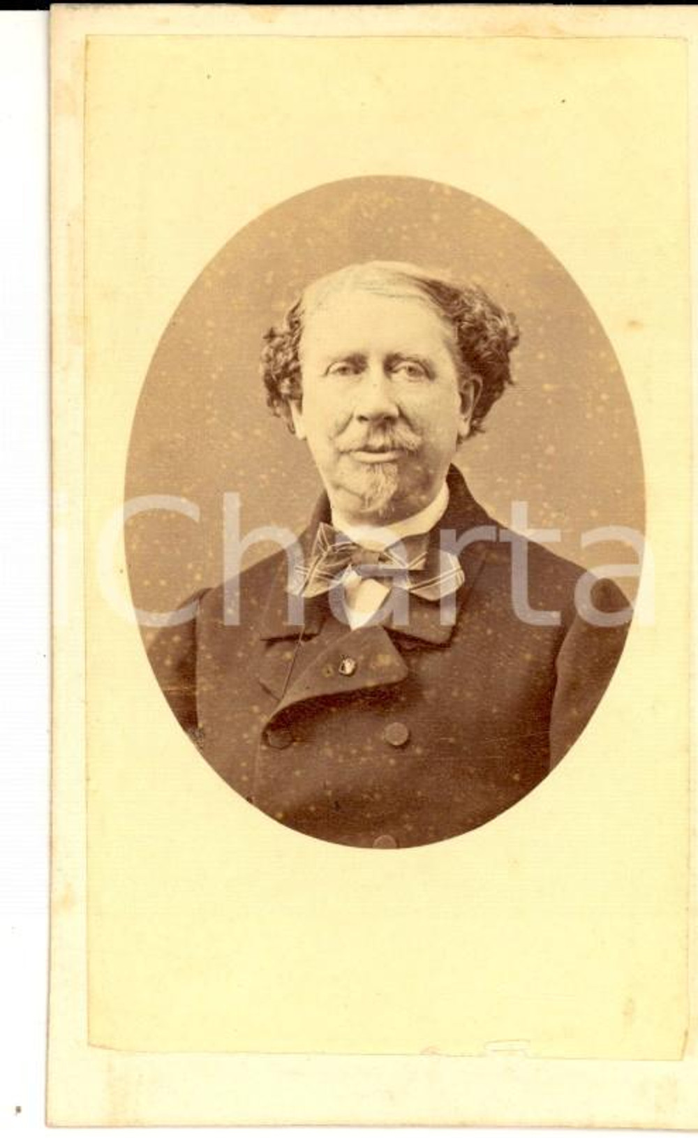 Fotografia d epoca originale 1870 ca NAPOLI Uomo ritratto con cravattino a quadretti Foto GRILLET 1