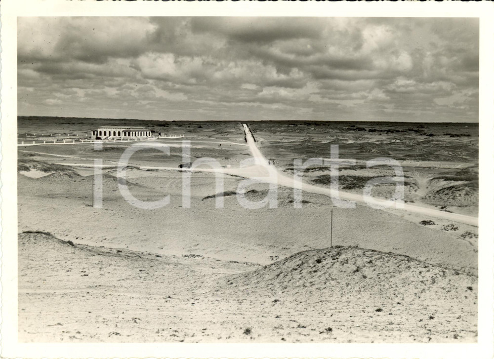Fotografia d epoca originale 1934 MOGADISCIO Somalia Veduta strada verso campo di aviazione Fotografia 1