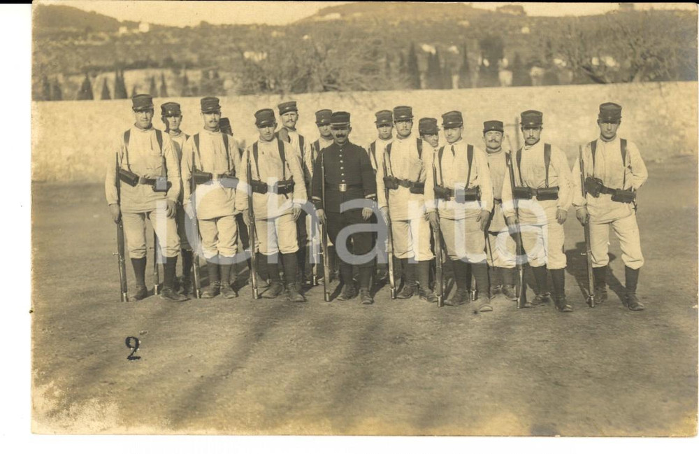 Fotografia d epoca originale 1915 ca WW1 FRANCE Militari di pattuglia Foto cartolina LEROY DRAGUIGNAN 1