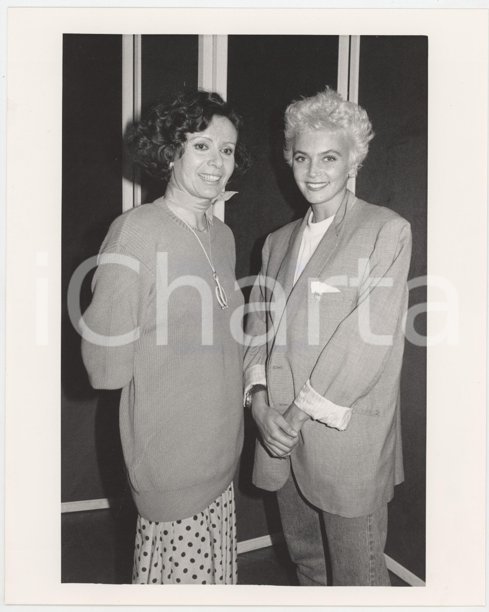 Fotografia d epoca originale 1985 ca RAI TV Conduttrici Enza SAMPÃ’ e Giovanna MALDOTTI  Foto 1