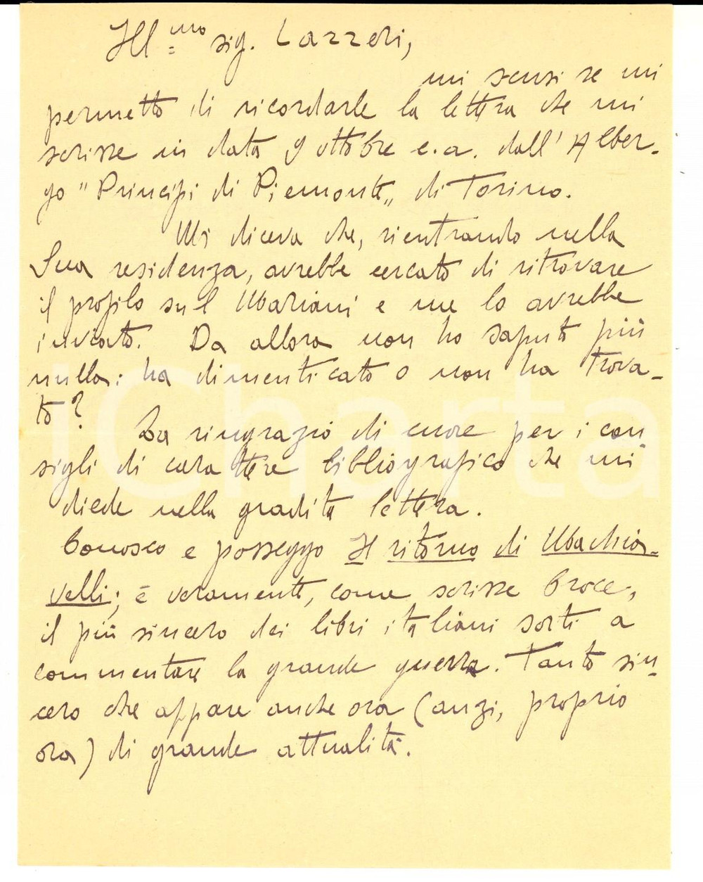 Manoscritto, lettera originale 1940 ANAGNI FR Enrico LANZI chiede opuscolo a Gerolamo LAZZERI Lettera 1