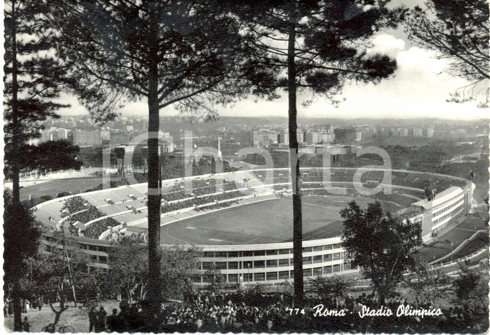 Cartolina originale da collezione 1959 ROMA Veduta dall alto dello stadio OLIMPICO Cartolina FG VG 1