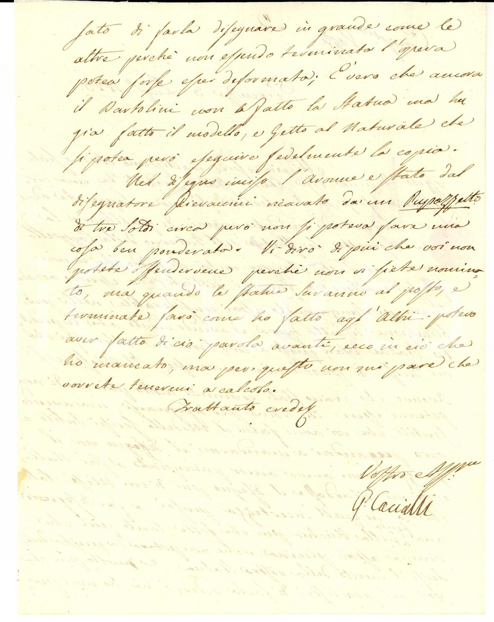 Autografo originale 1823 FIRENZE Giuseppe CACIALLI si scusa con Francesco POZZI su POGGIO IMPERIALE 1