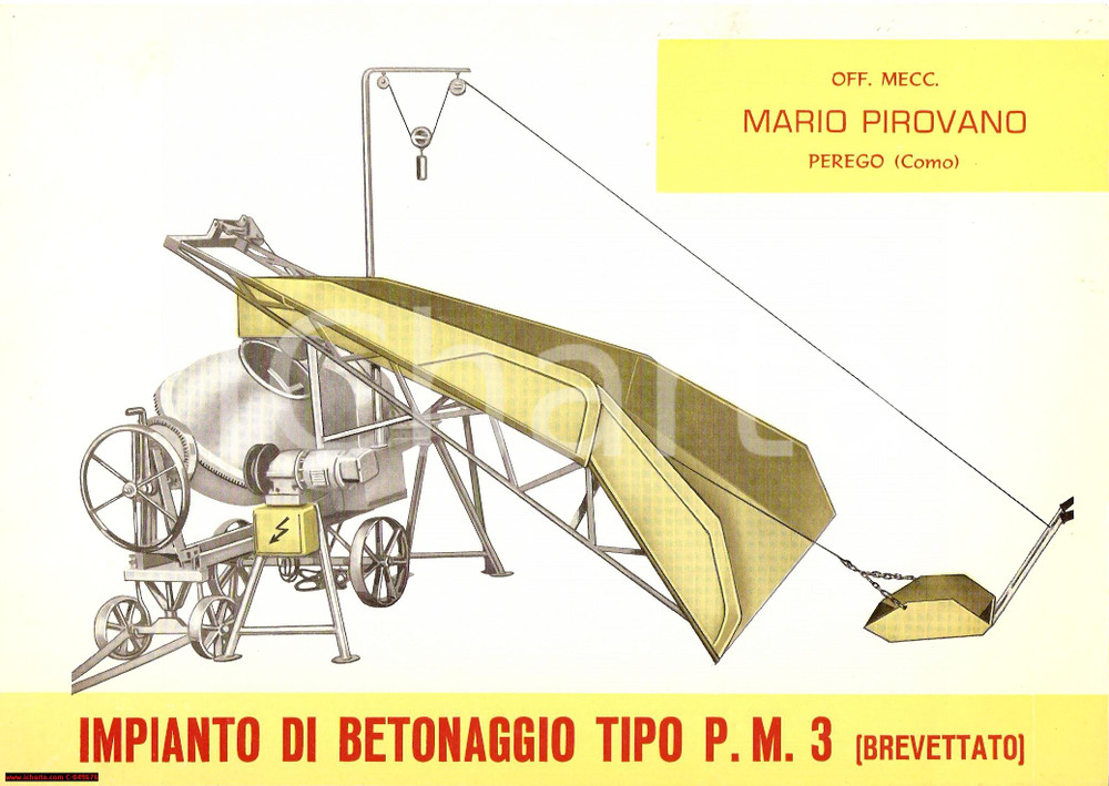 Materiale pubblicitario d’epoca 1960 circa PEREGO LC Betonaggio Officine Mario PIROVANO 1