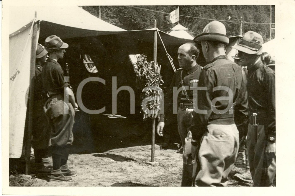 Fotografia d epoca originale 1936 GROSCAVALLO TO Piero GAZZOTTI visita campo Milizia Principe di Piemonte 1