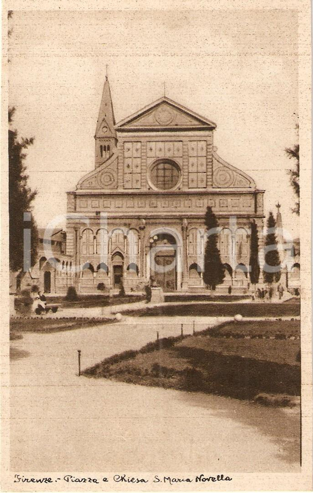 Cartolina originale da collezione 1920 ca FIRENZE Piazza e Chiesa SANTA MARIA NOVELLA *Cartolina FP NV 1