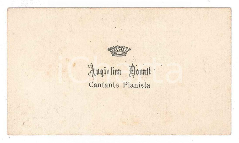 Oggetto da collezione cartaceo 1940 ca ITALIA MUSICA Angiolina DONATI Cantante e pianista  Biglietto da visita 1