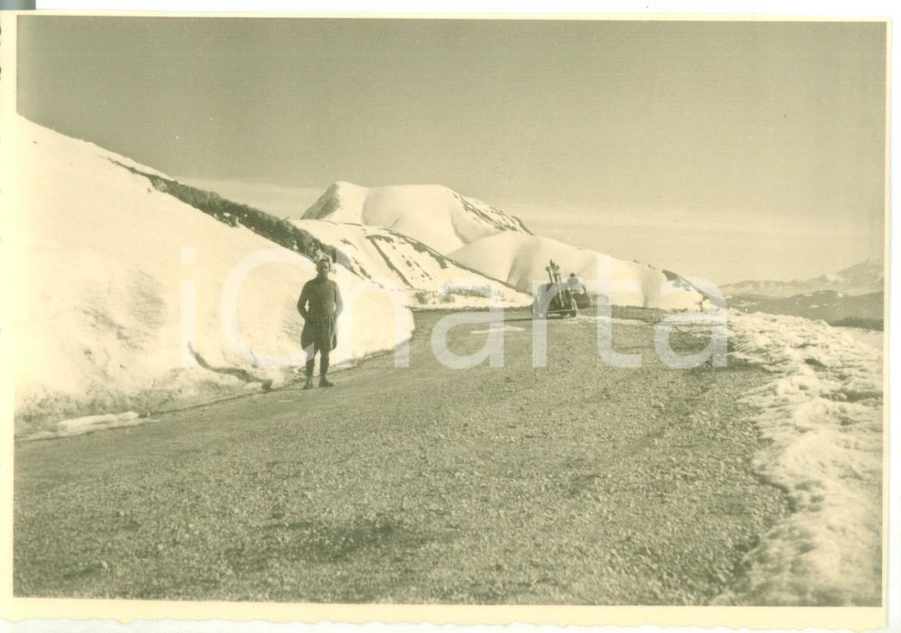 Fotografia d epoca originale 1931 MONTE TERMINILLO RI Veduta di una strada innevata  Fotografia VINTAGE 1