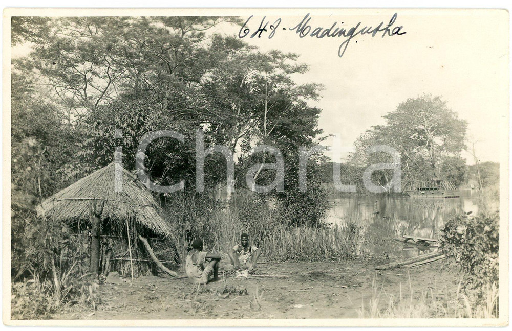 1930 ca CONGO BELGE - KATANGA - MWADINGUSHA Village *Photo L. GABRIEL 648 Fotografia originale d'epoca, in formato cartolina postale.FOTOGRAFO: L&eacute;opold Gabriel - Panda - Katanga  GOOD/buono  Formato: 14x9 cm originale e autentica 1