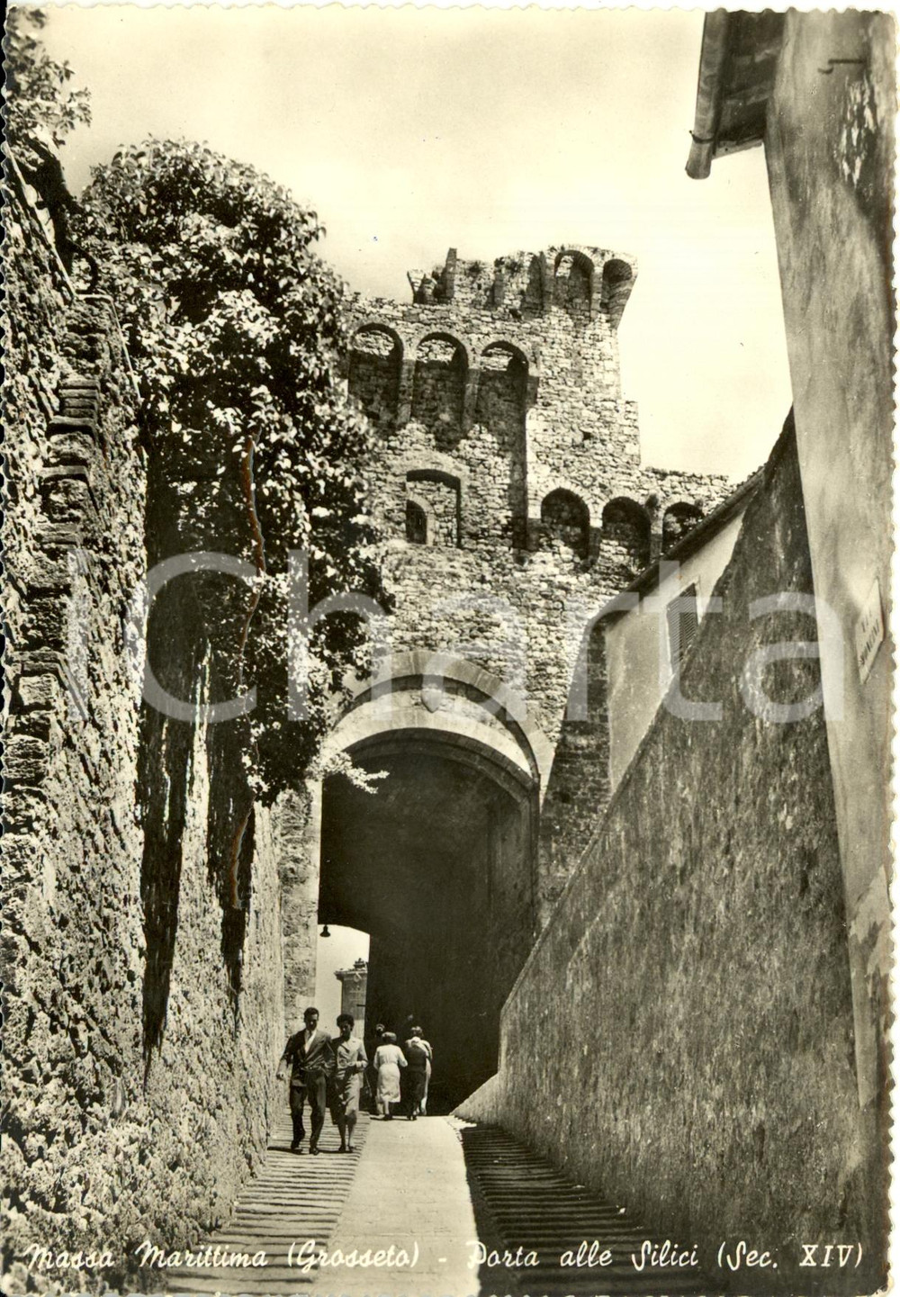 Cartolina originale da collezione 1962 MASSA MARITTIMA (GR) Porta ALLE SILICI *Annullo VIA CHE NON ESISTE 1
