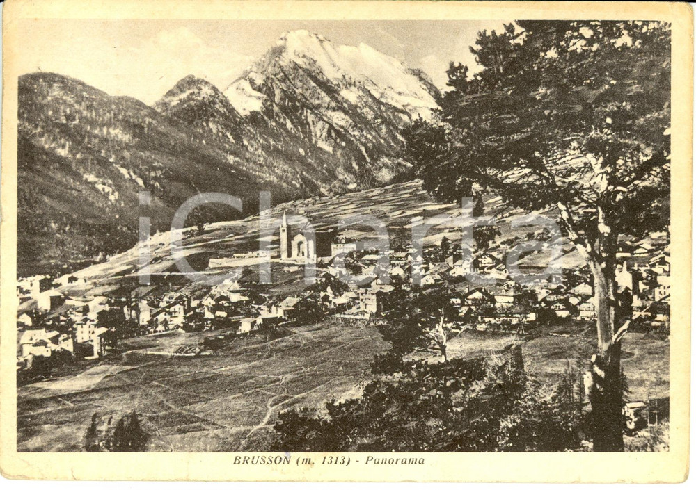Cartolina originale da collezione 1934 BRUSSON AO Panorama della città  Cartolina postale FG VG 1