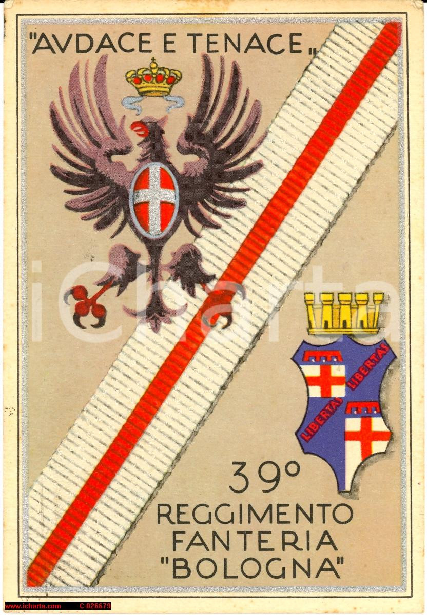 Cartolina originale da collezione 1935  39Â° Reggimento Brigata Bologna Paschetto 1