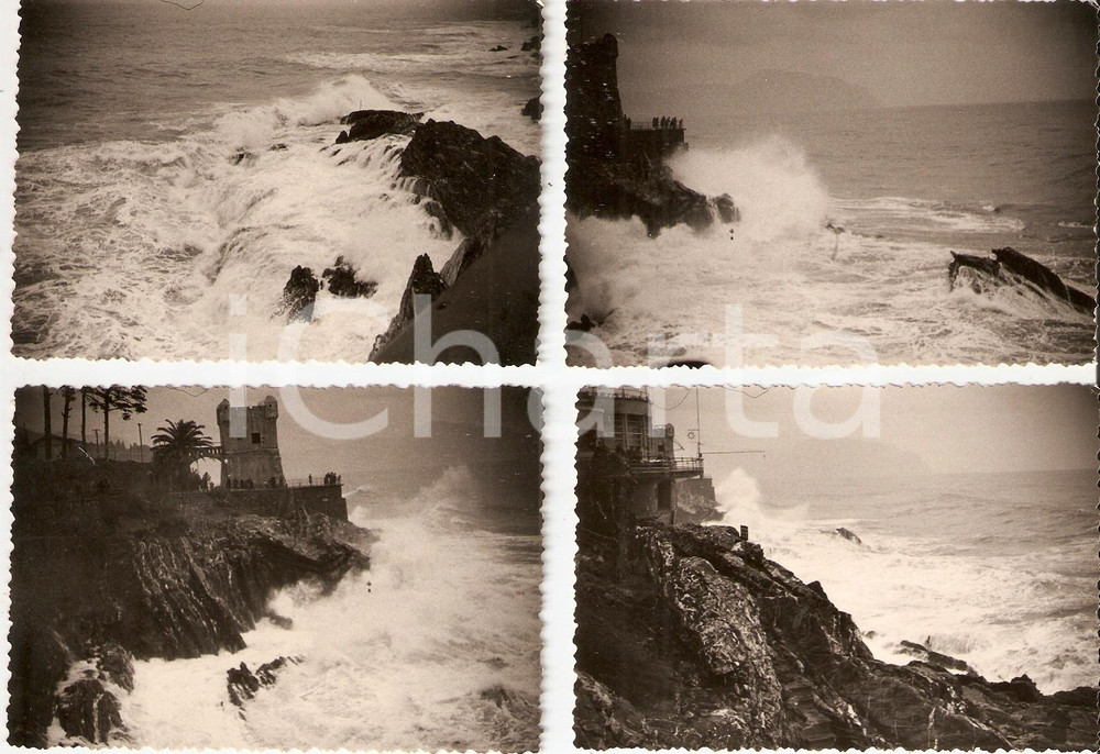 Fotografia d epoca originale 1955 GENOVA NERVI Marosi sugli scogli Lotto di 4 fotografie 10 x 7 1
