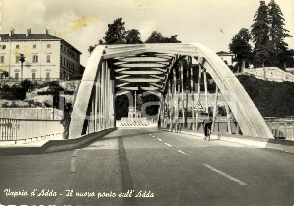 Cartolina originale da collezione 1950 ca VAPRIO D'ADDA (MI) Il nuovo ponte sull'ADDA *Cartolina ANIMATA FG VG 1