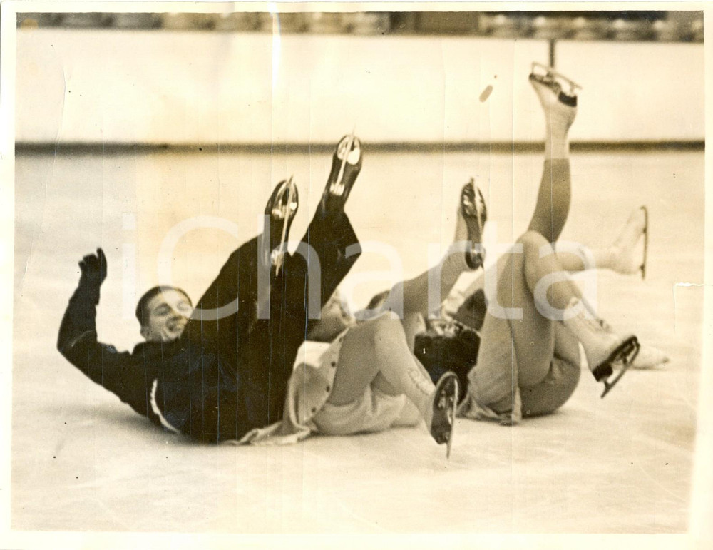 Fotografia d epoca originale 1938 WEMBLEY Ice skating Cecilia COLLEDGE Freddie TOMLINS Gladys JAGGER Photo 1