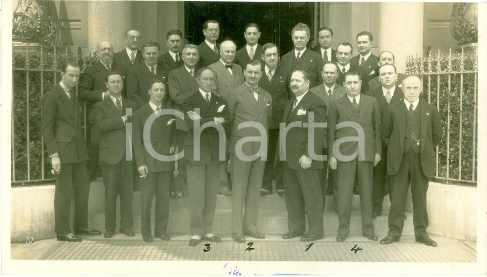 Fotografia d epoca originale 1933 GINEVRA SVIZZERA Delegazione Italiana Conferenza Internazionale Lavoro 1