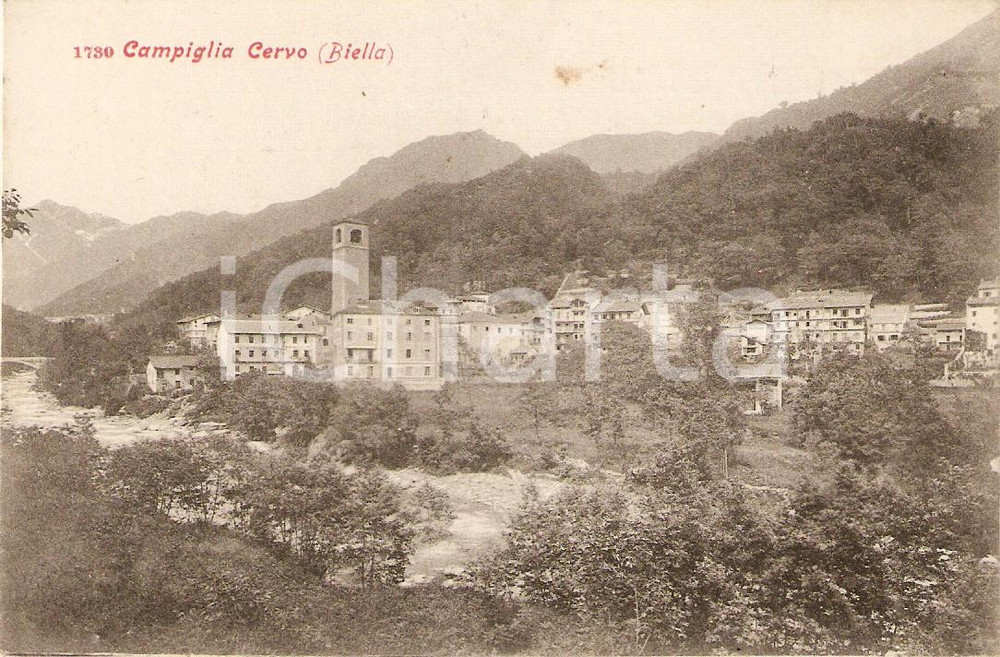 Cartolina originale da collezione 1900 ca CAMPIGLIA CERVO BI Panorama del paese e della valle Cartolina FP NV 1