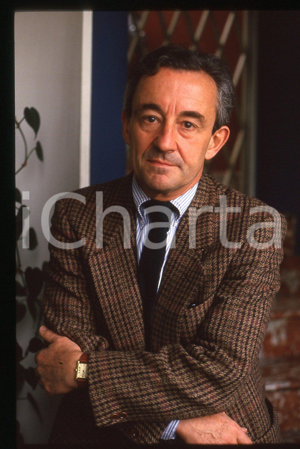 Fotografia d epoca originale 35mm vintage slide 1985 ca MILANO Louis MALLE alla Terrazza Martini Ritratto 1 1