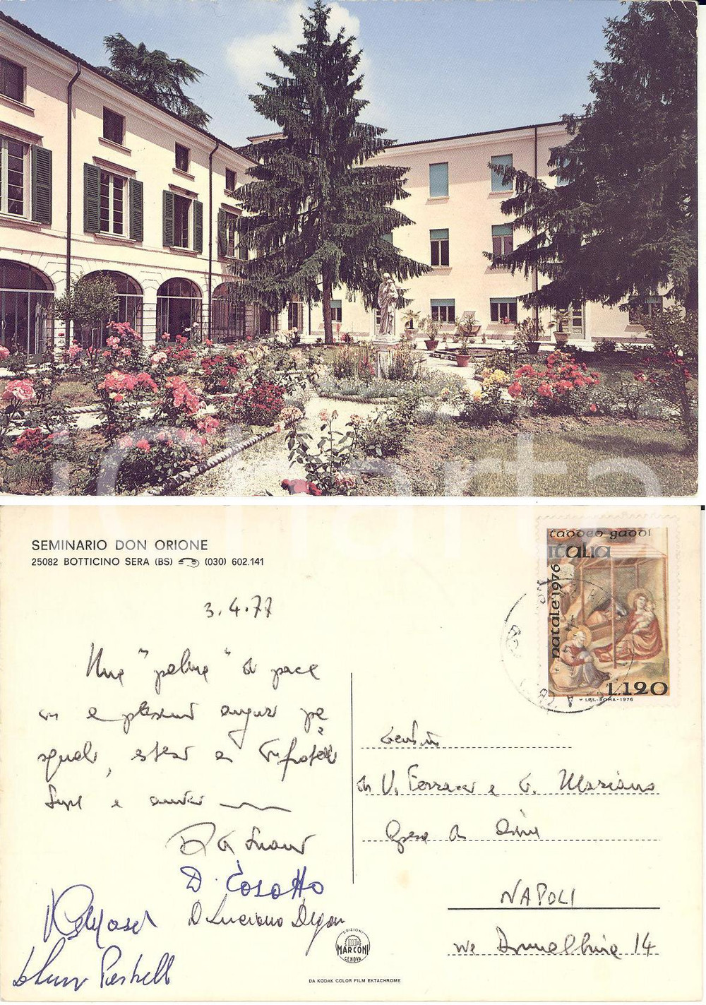 Autografo originale 1977 BOTTICINO SERA (BS) Seminario DON ORIONE *Cartolina sacerdoti don DEGAN 1