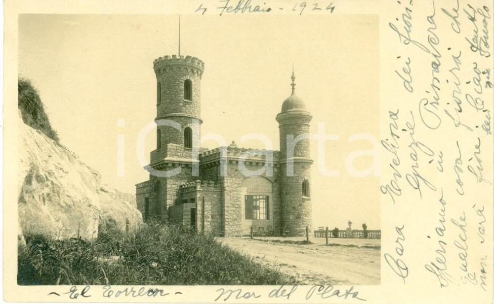 Cartolina originale da collezione 1924 MAR DEL PLATA ARGENTINA El Torreon del MONJE prima dell ampliamento FP NV 1