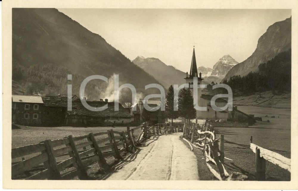 Cartolina originale da collezione 1930 ca RHEMESNOTREDAME AO Panorama con il GRAN PARADISO Cartolina FP NV 1