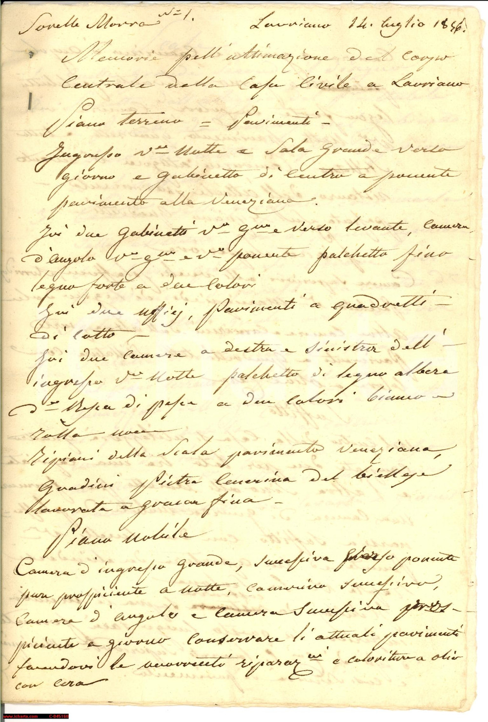 Documento originale, autentico 1856 LAURIANO TO Contesse MORRA riciclano legno vecchio 1