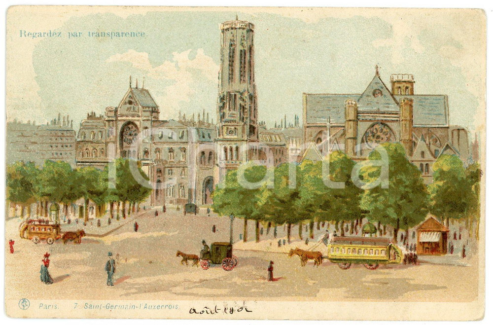 1900 ca PARIS Saint Germain l'Auxerrois - Carte postale lumineuse FP NV  Cartolina postale d'epoca, non viaggiata.CONDIZIONI: FAIR (smussature agli angoli)FORMATO: FP    originale e autentica 1