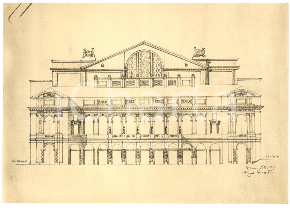 Fotografia d'epoca originale 1927 ROMA Marcello Piacentini Teatro REALE dell'OPERA 1