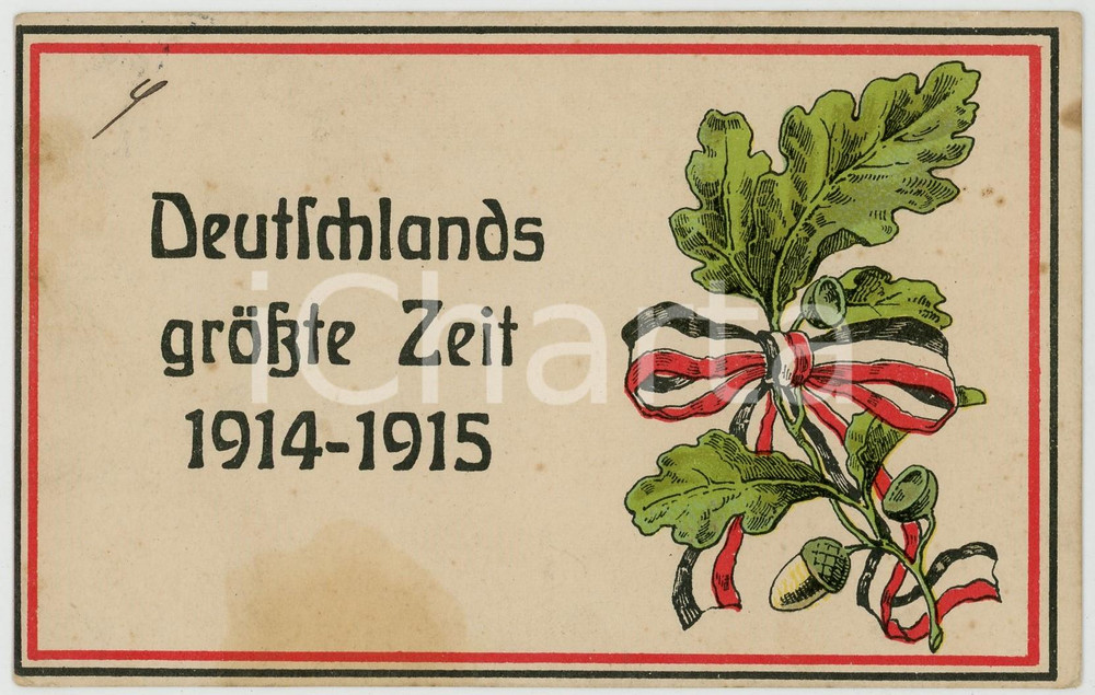 1915 WWI DEUTSCHLANDS größte zEIT - Illustrated postcard Cartolina postale originale, viaggiata (ma francobollo asportato). POOR/danneggiato macchie Formato: 14x9 cm originale e autentica 1
