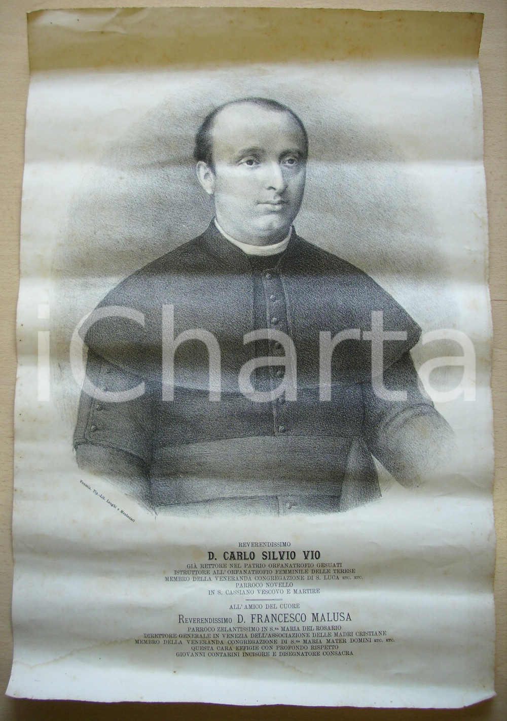 Stampa, bozzetto originale 1870 VENEZIA Carlo Silvio VIO a Francesco MALUSA Stampa 1