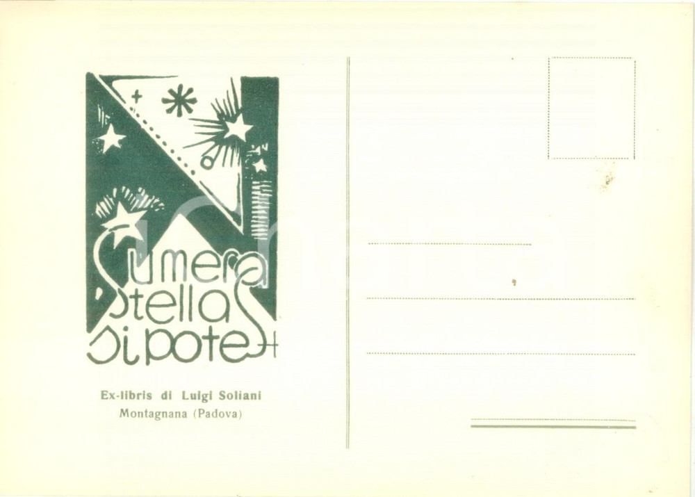 Cartolina originale da collezione 1949 PADOVA I Convegno Nazionale Studi Grafici Exlibris Luigi SOLIANI Cartolina 1