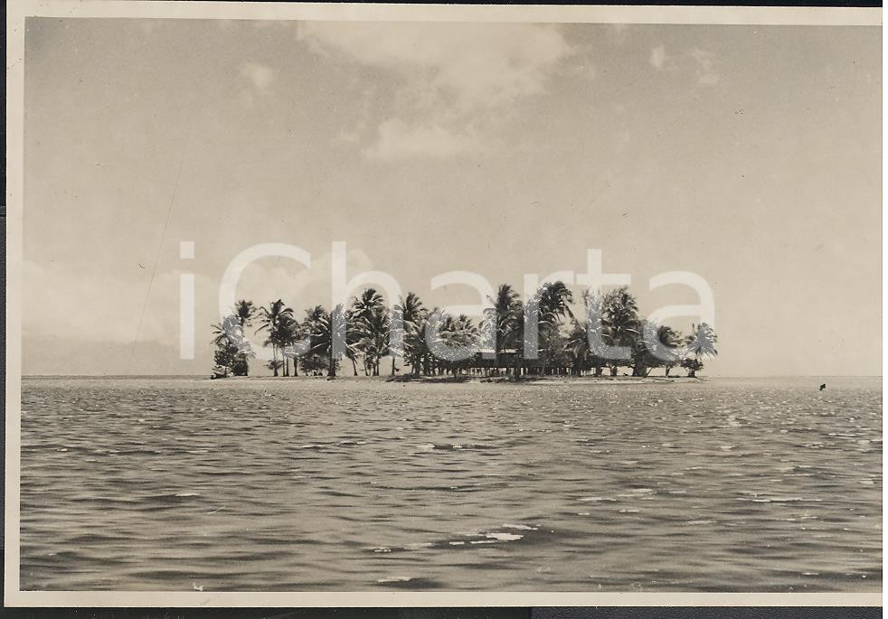 Fotografia d epoca originale 1937 MOTU UTA Polinesia Francese Veduta generale REAL PHOTO cm 13,5 x 8,5 1