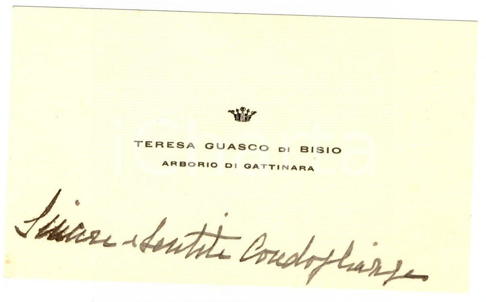 Oggetto da collezione cartaceo 1930 Teresa GUASCO DI BISIO ARBORIO DI GATTINARA Autog. 1