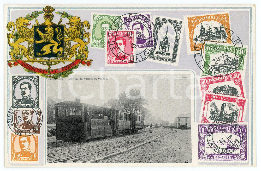 1922 BELGIQUE  - BELLEFONTAINE Arrivée du vicinal au village  *Embossed postcard Cartolina postale d'epoca, non viaggiata, con timbro "Souvenir de la Belgique".FORMATO: FPCONDIZIONI: G    originale e autentica 1